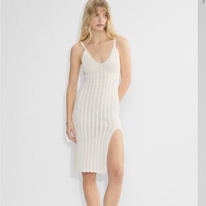 Aritzia Wolford White Crochet Midi Dress